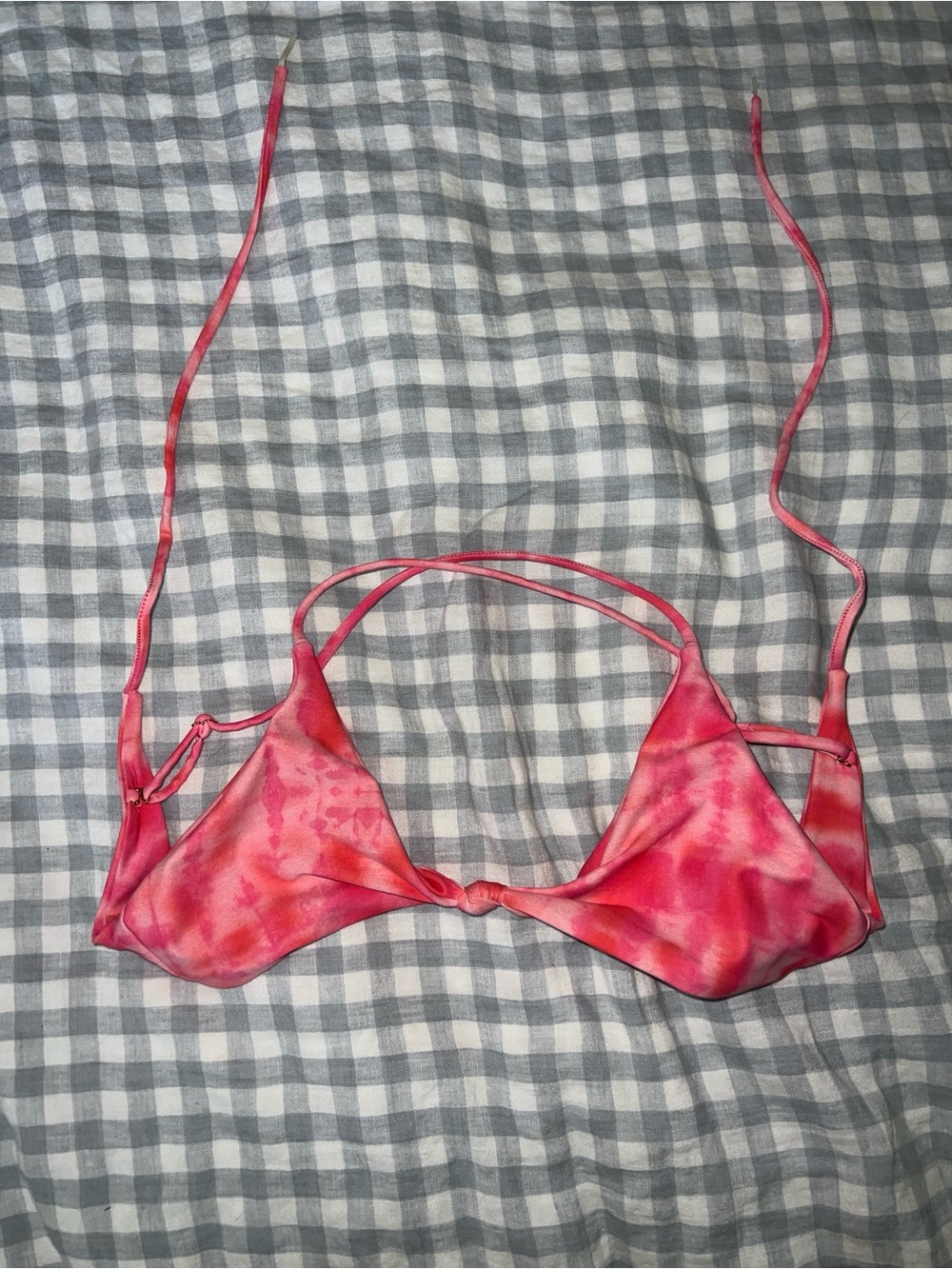 Skatie Pink Tie-Dye Triangle Bikini Top